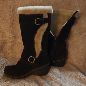 Beartraps Catchy Leather Suede Faux Fur Boots 8M